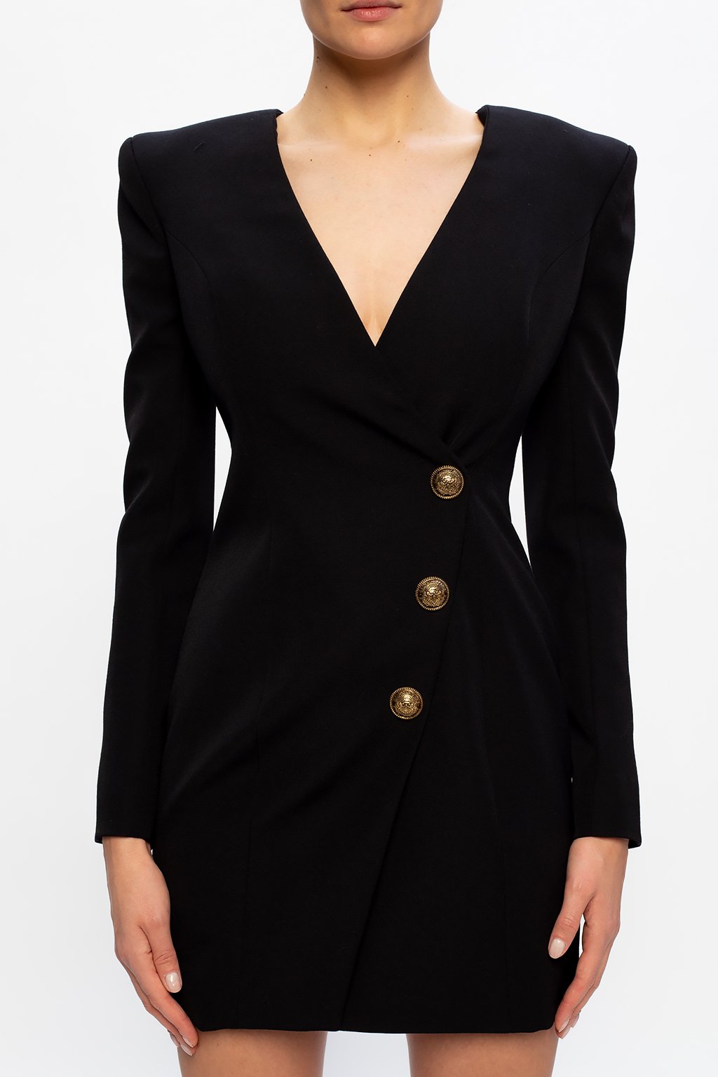 ワンピース BALMAIN FW25 Black wool mini dress (FF1R5131WC09 0PA) Black Dress with collar Balmain - Vitkac Italy